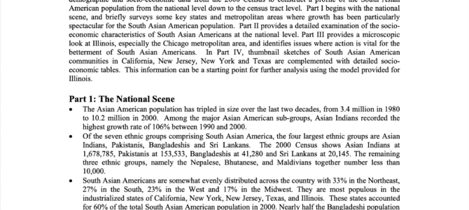 Report – Making Data Count: South Asian Americans in the 2000 Census with Focus on Illinois